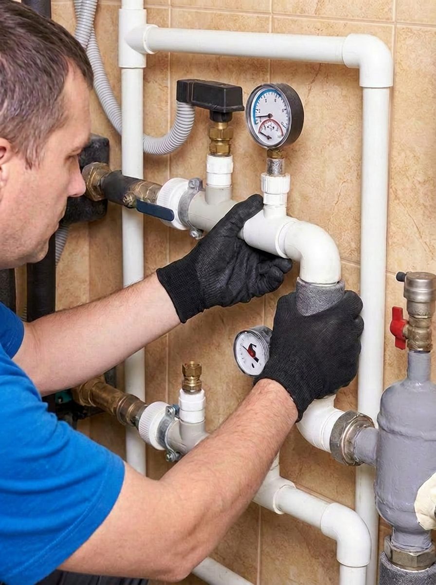 Delta Plumbers technician ready to clear a clogged toilet