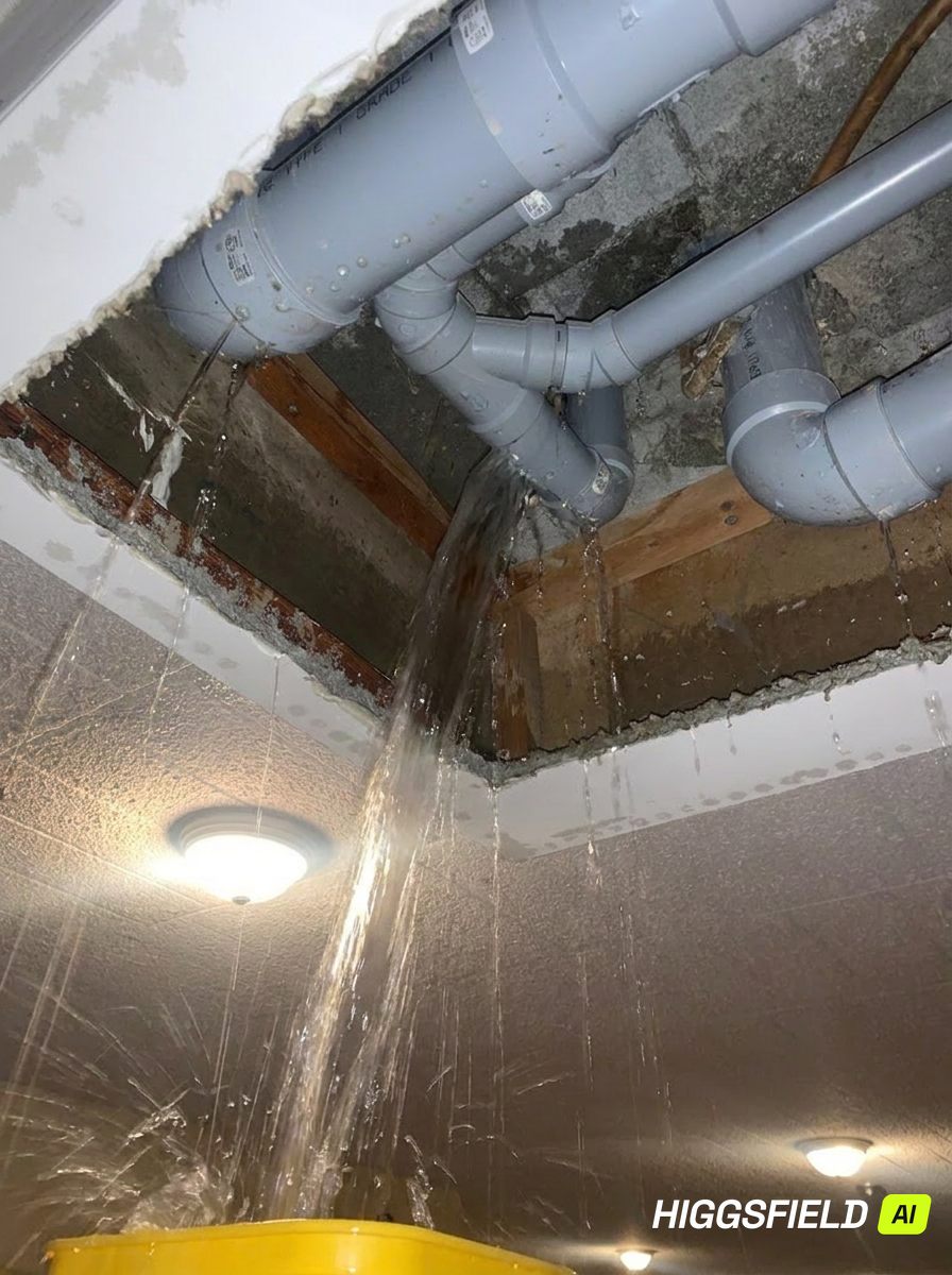 Water damage from an untreated plumbing failure