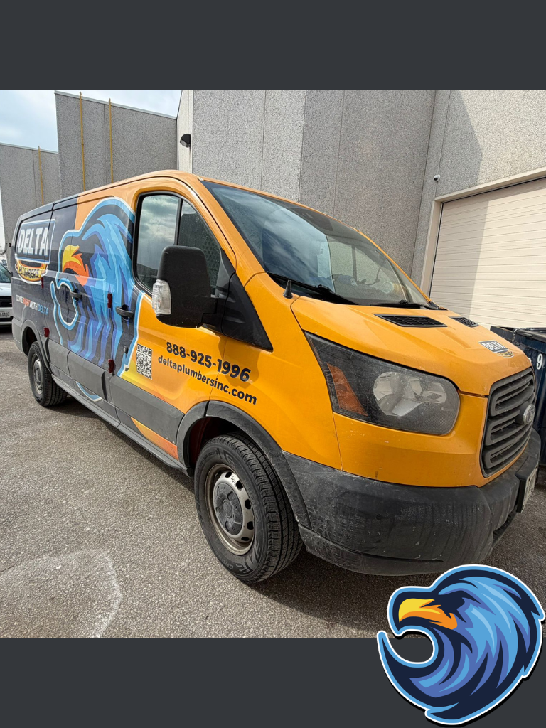 Delta Plumbers Truck Parked at a job site in Niagara Falls