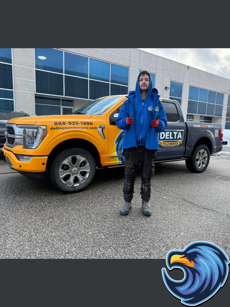 Professional Plumber Standing Infront of a plumbing Truck in Niagara Falls