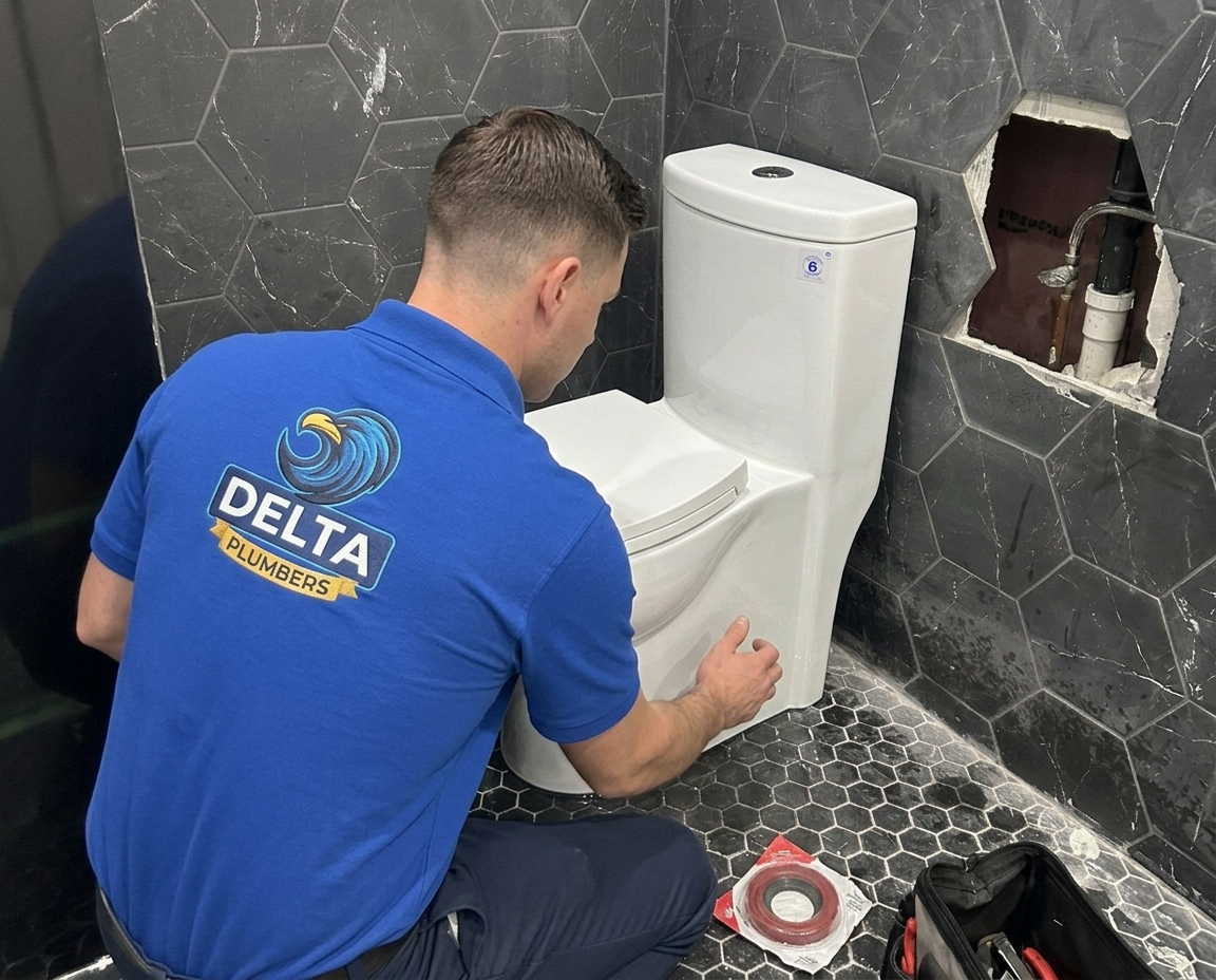 Delta plumber repairing an excavated sewer line