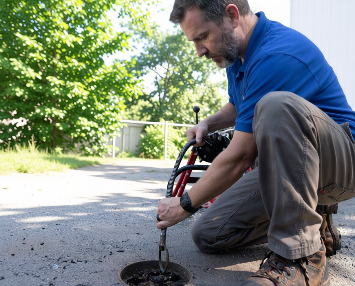 Delta Plumbers technician ready to clear a clogged toilet