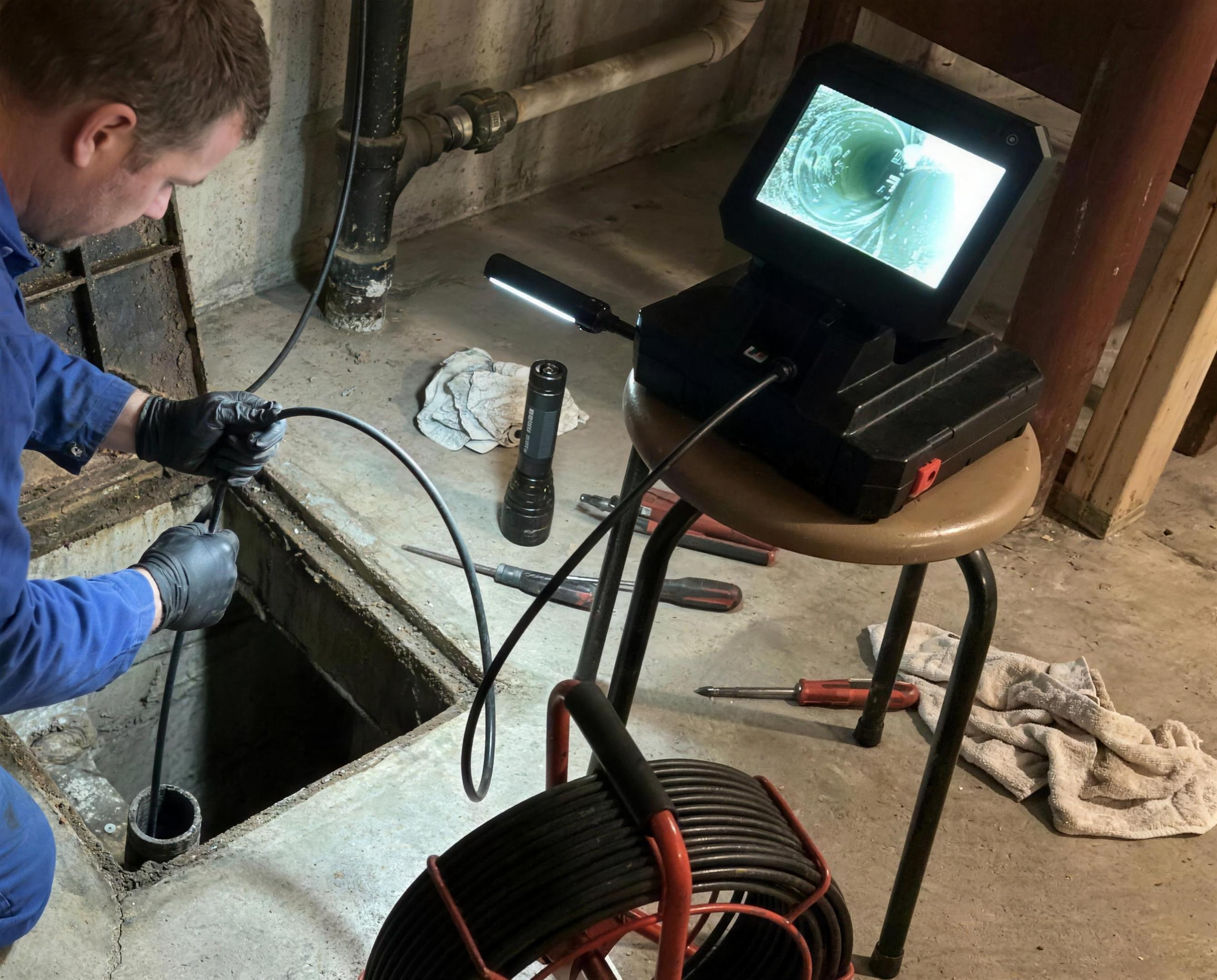 Delta Plumbers technician ready to clear a clogged toilet