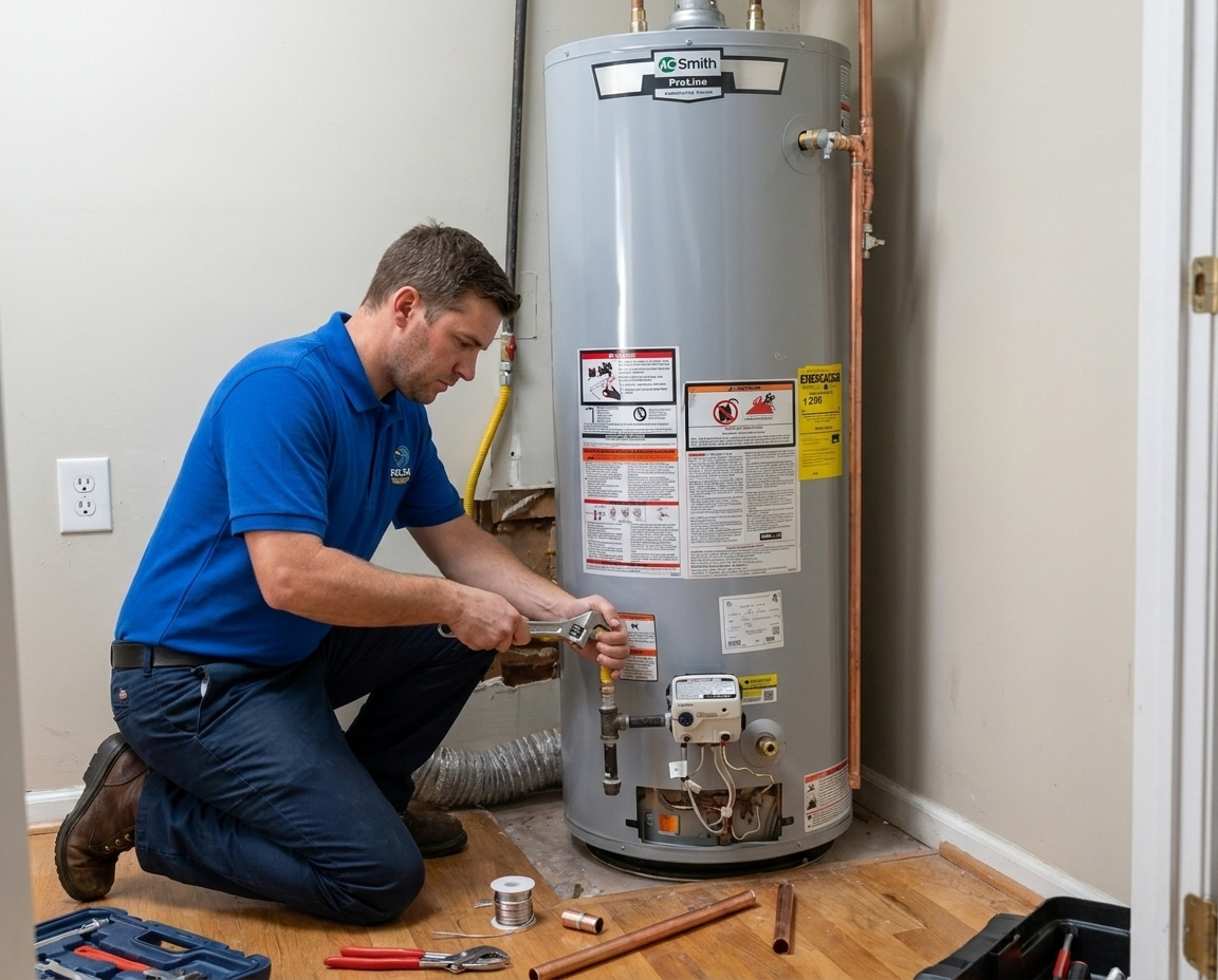 Delta Plumbers technician ready to clear a clogged toilet