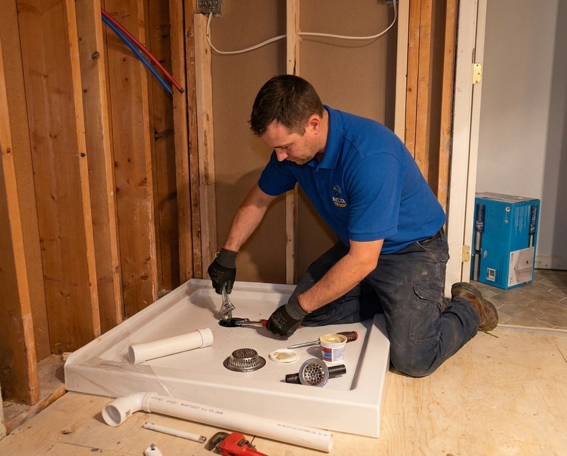 Delta plumber repairing an excavated sewer line